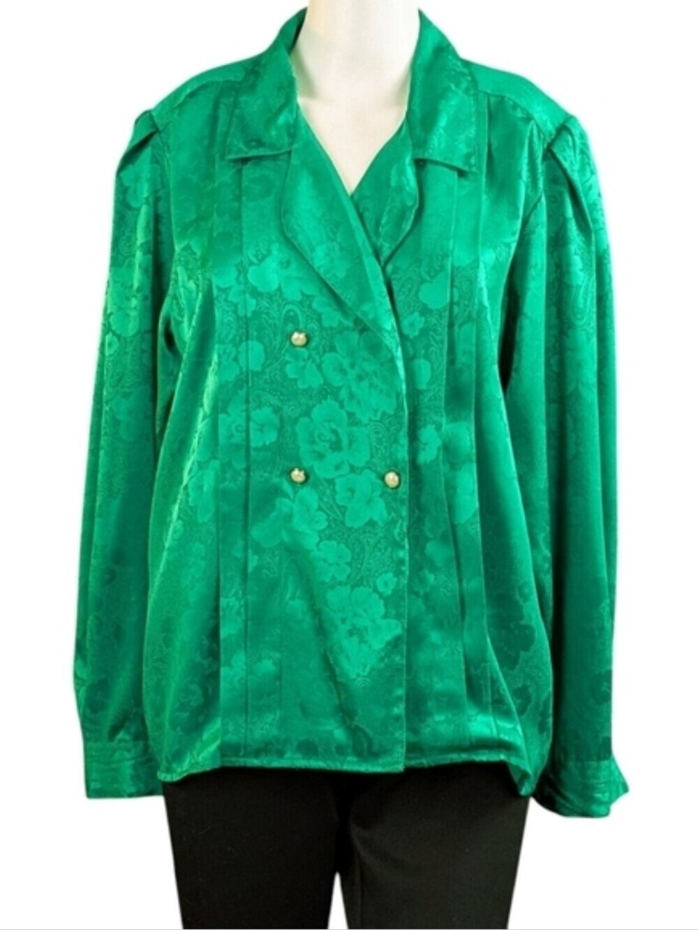 Vintage 80s Karen Scott Blouse, Double Breasted